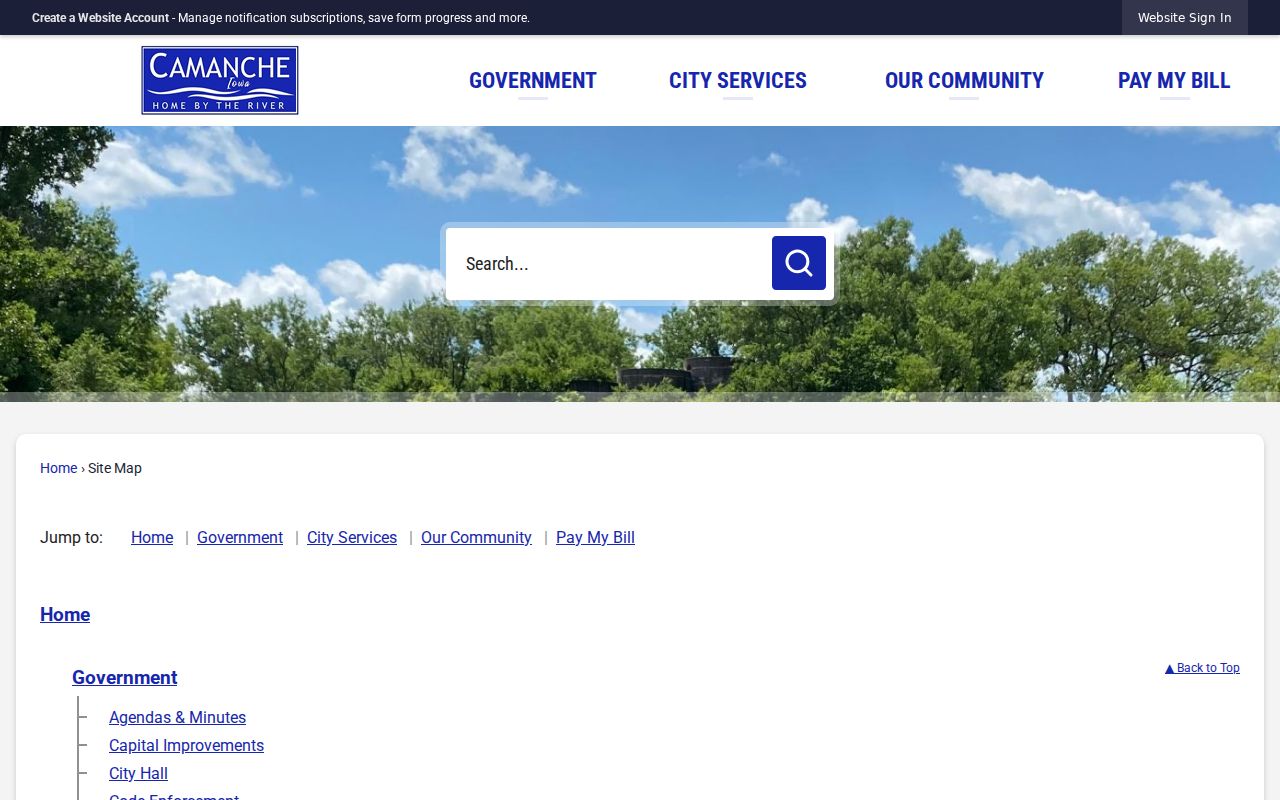 Camanche criminal records police link in the official city directory