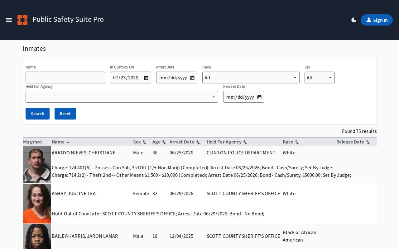Clinton County arrest records current inmate portal