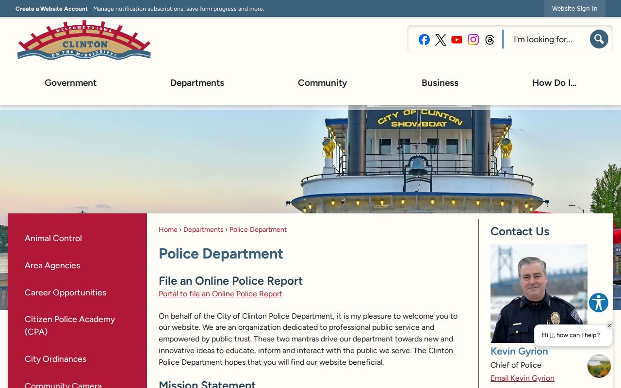 Clinton criminal records at the Clinton Police Department