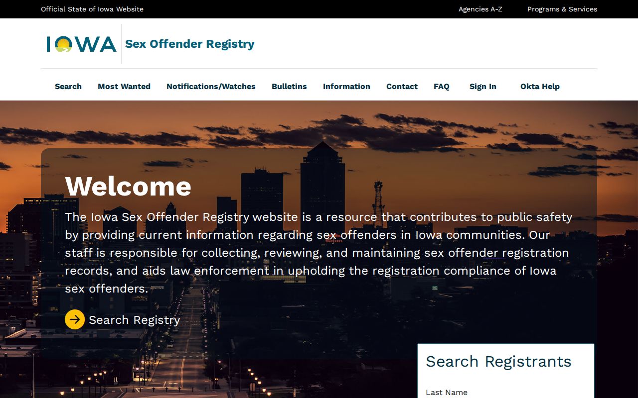 Clinton County sex offender search on the Iowa registry