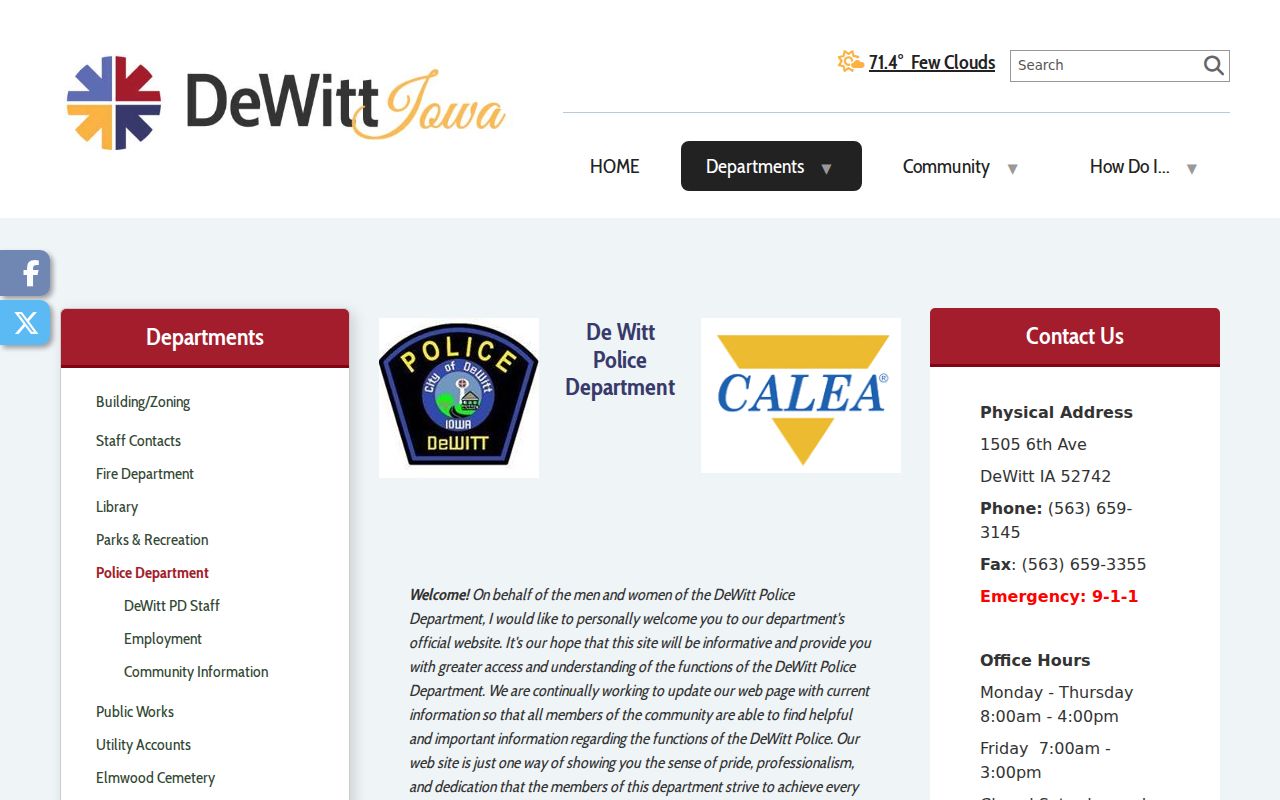 DeWitt criminal records contact information on the official police page