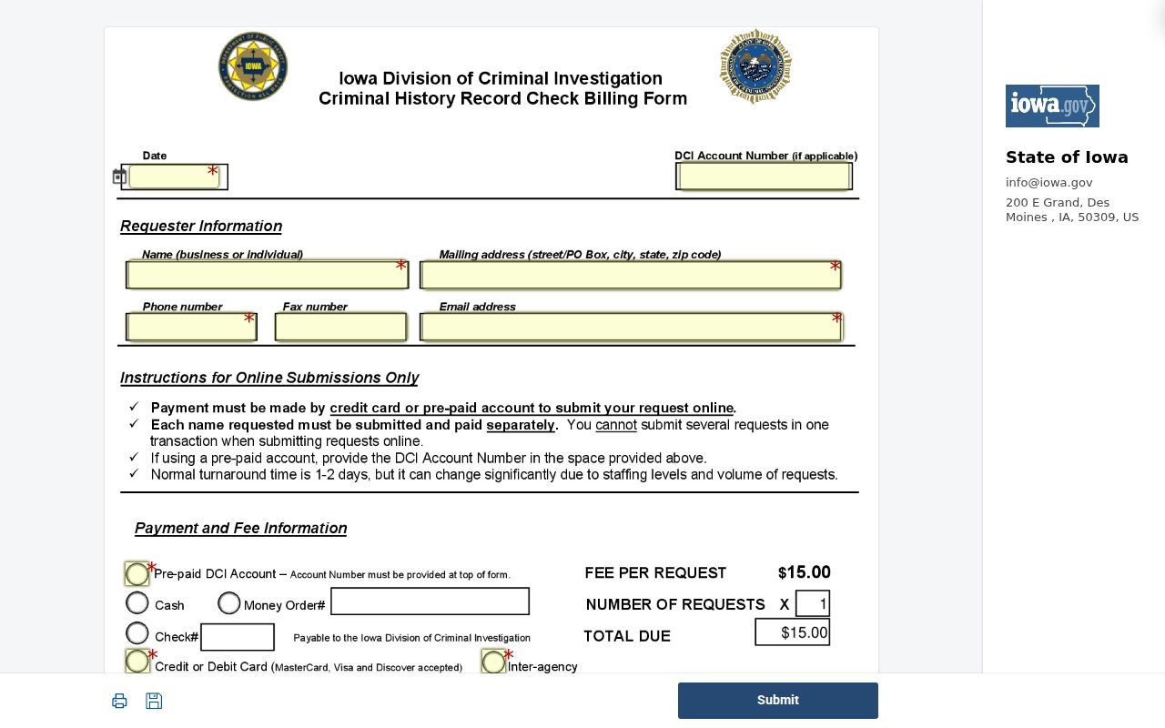Clinton County criminal record DCI request form