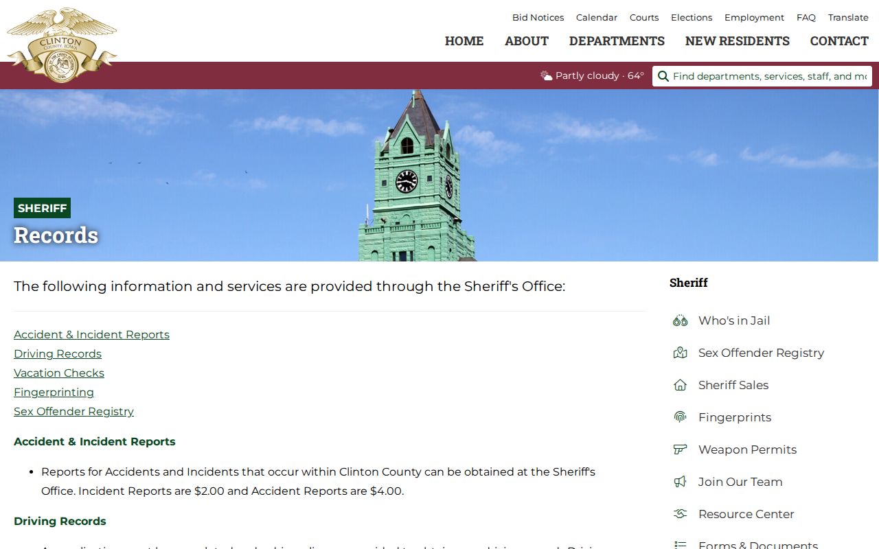 Clinton County criminal records sheriff counter